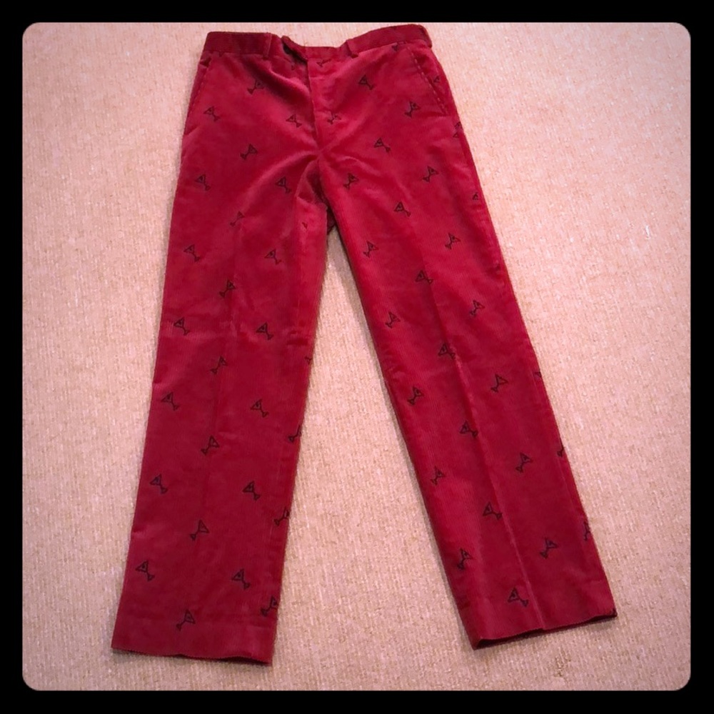 Red corduroy J. McLaughlin Martini Pattern Pants